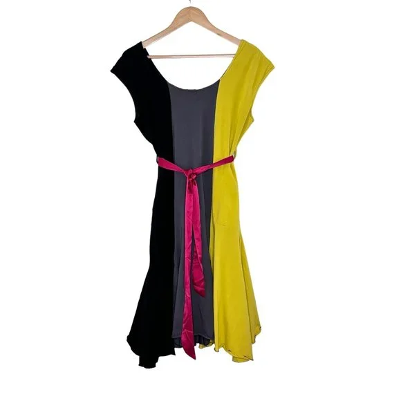 Effie's Heart Dress Womens Size Large Sleeveless Colorblock Sash Fit Flare Retro - Picture 3 of 5